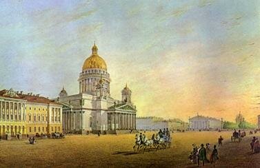  Вид площади между Исаакиевским собором и Адмиралтейством, 1847.